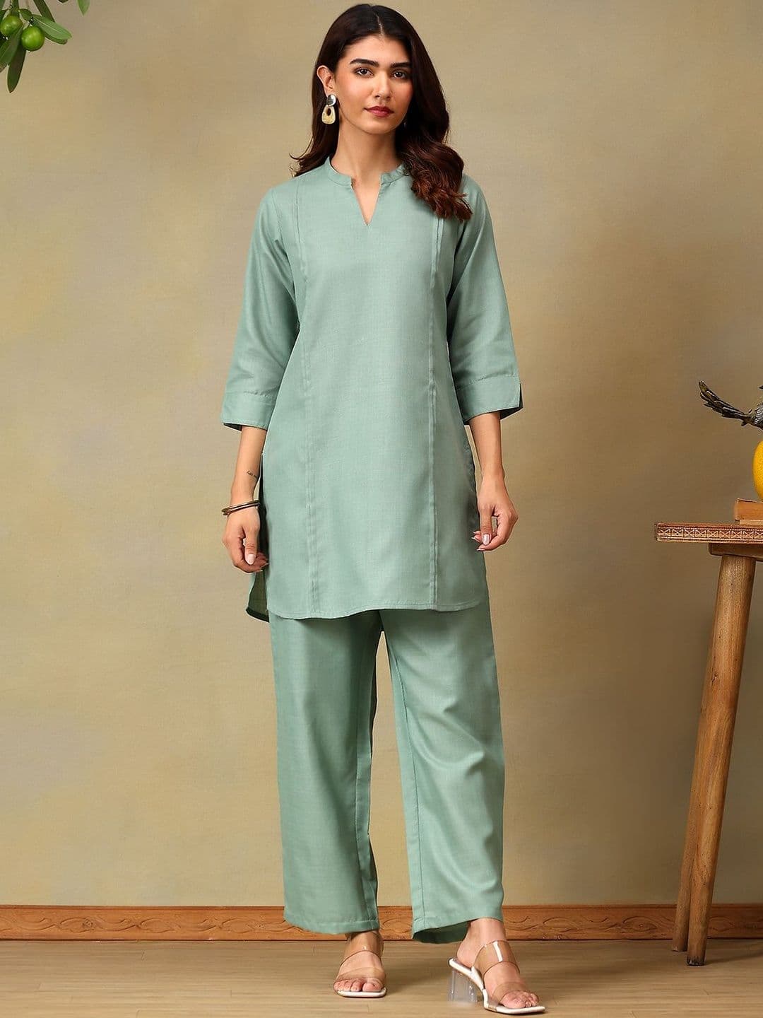 Bani Women Solid Tunic with Trousers - view 1