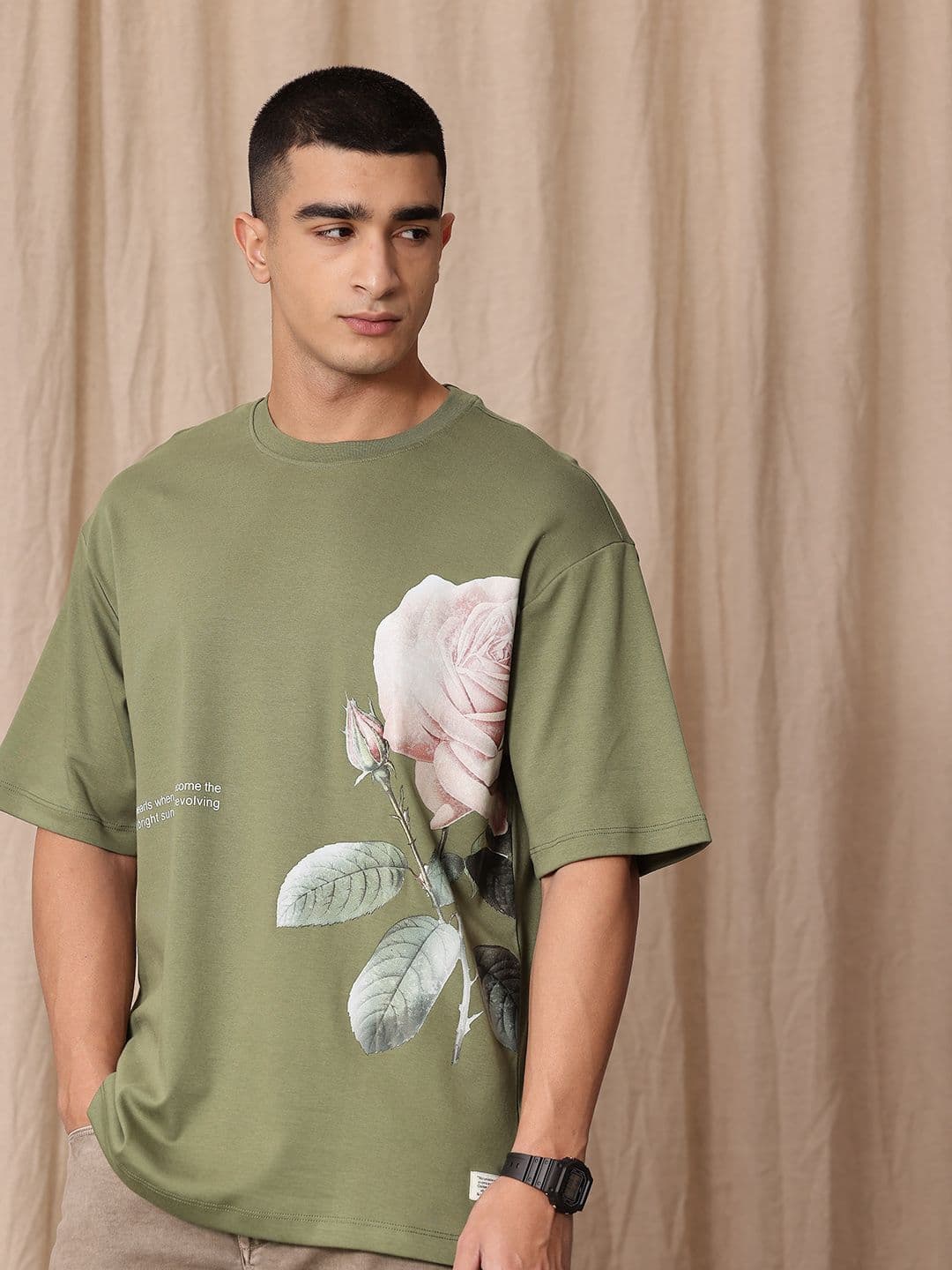 Mr Bowerbird Graphic Printed Drop-Shoulder Sleeves Pure Cotton Liberal Fit T-shirt - view 1