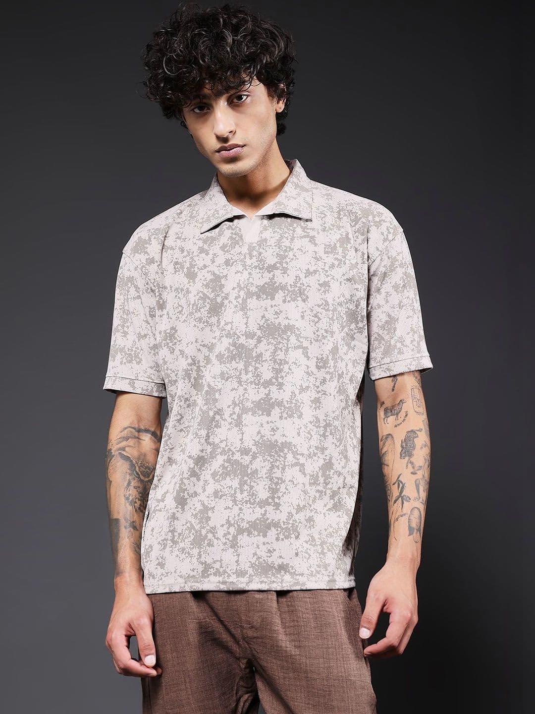 PRONK Men Relaxed Fit Printed Polo T-shirts - view 1