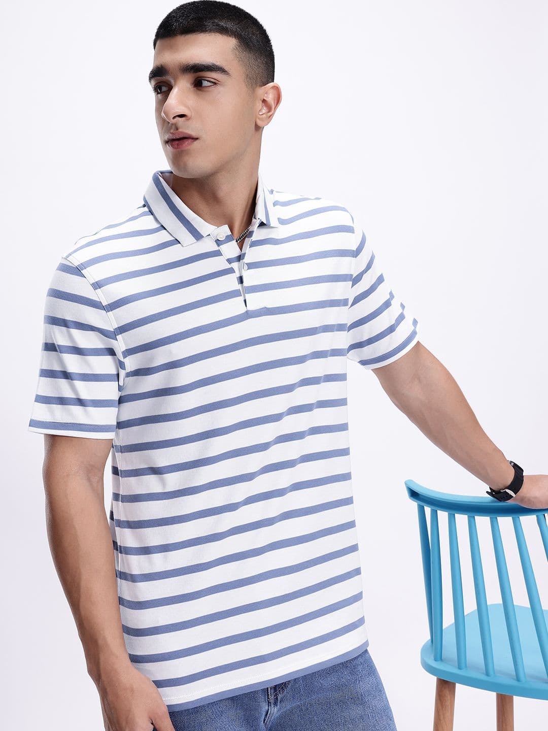Kook N Keech Men Striped Polo Collar Pure Cotton T-shirt - view 1