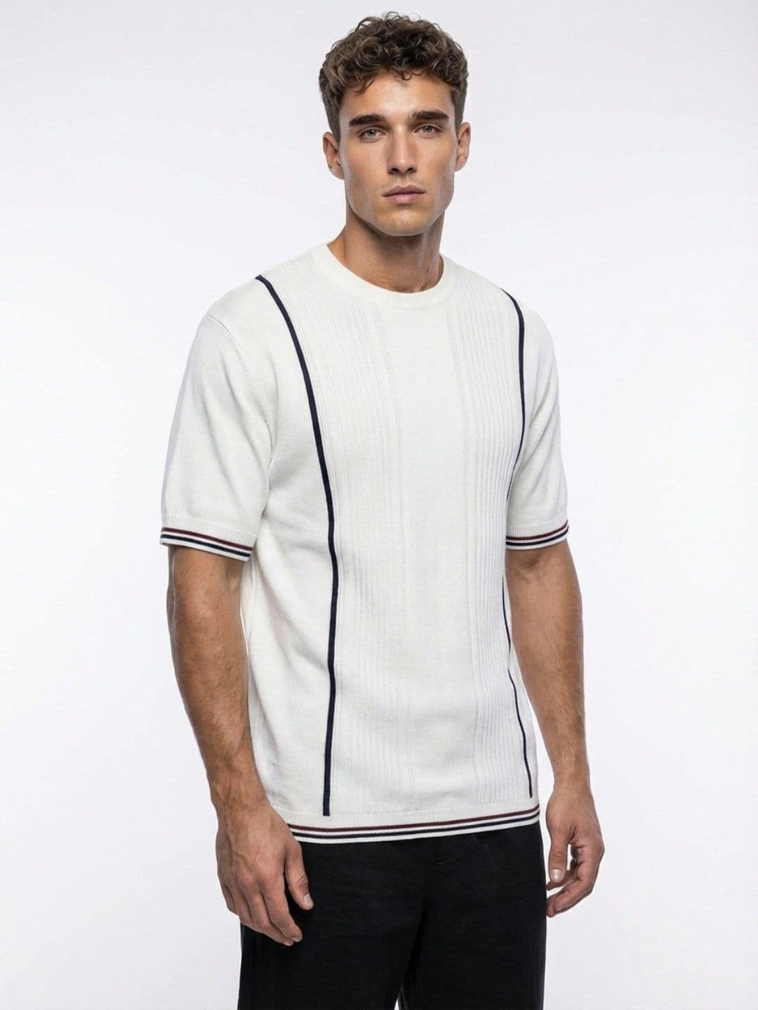 glitchez Self Striped Fine Knit T-shirt - view 1