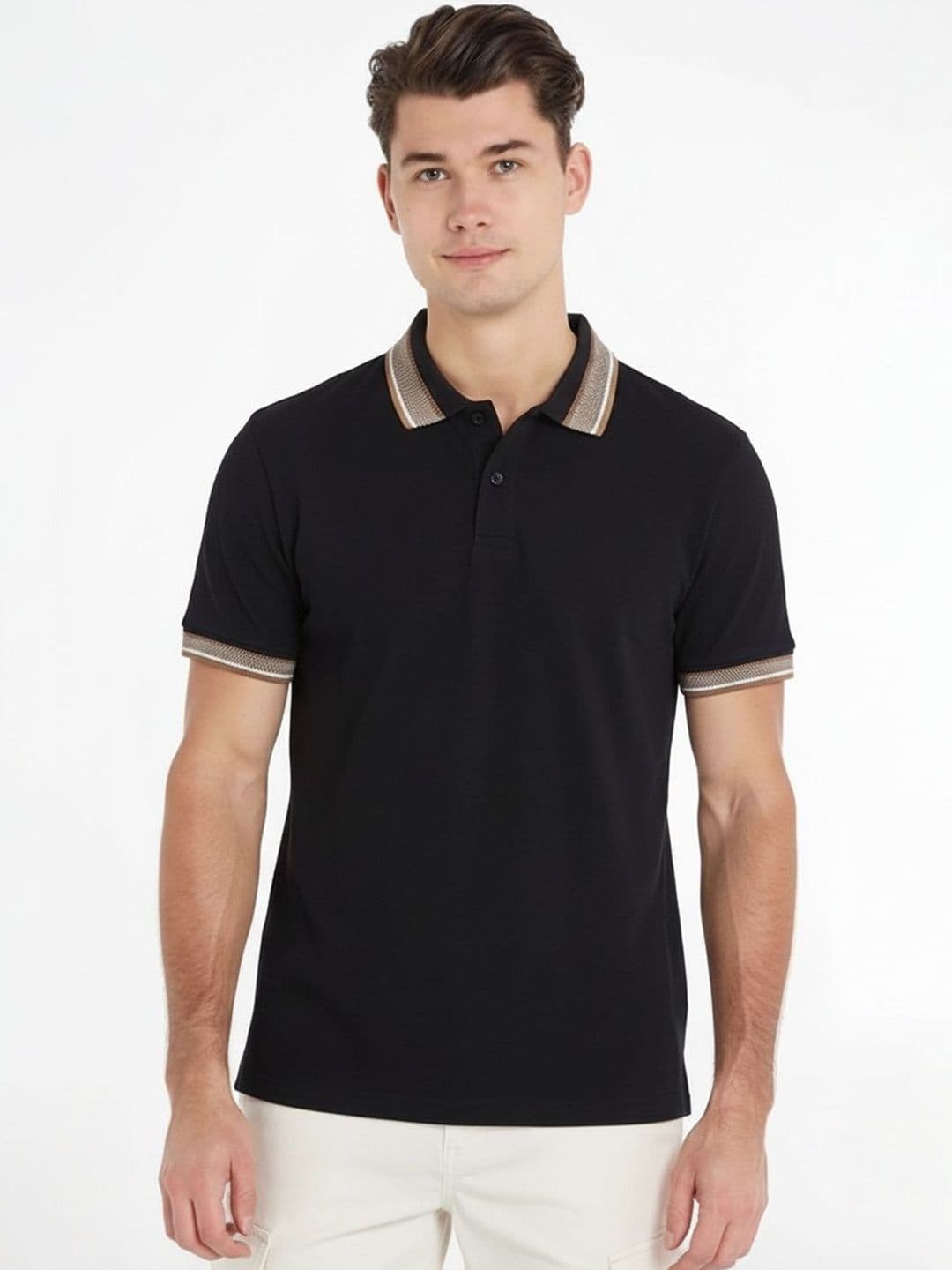 Leotude Men Polo Collar Short Sleeves Cotton T-shirt - view 1