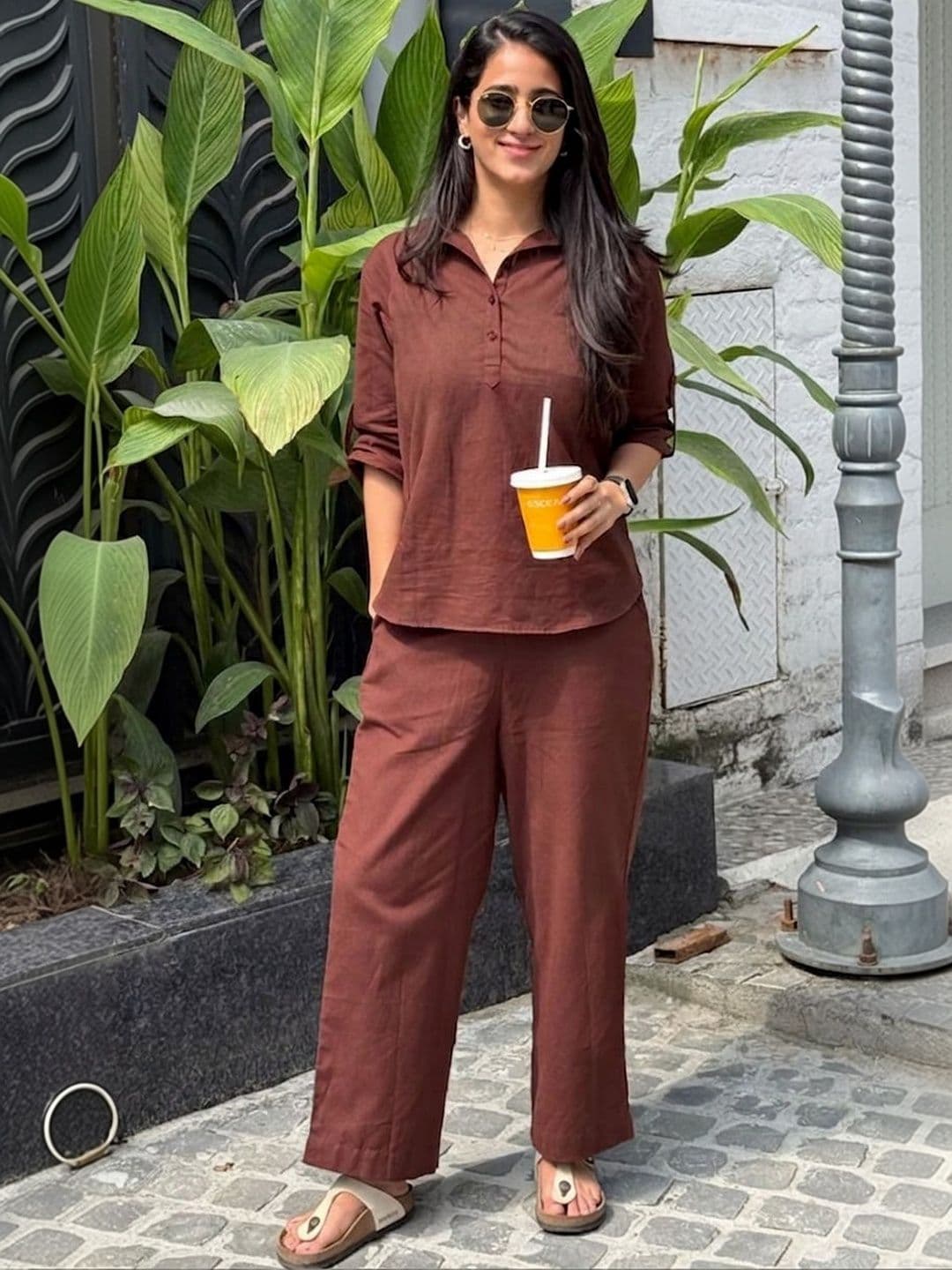 CORSICA Cotton Solid Top with Trousers - view 1