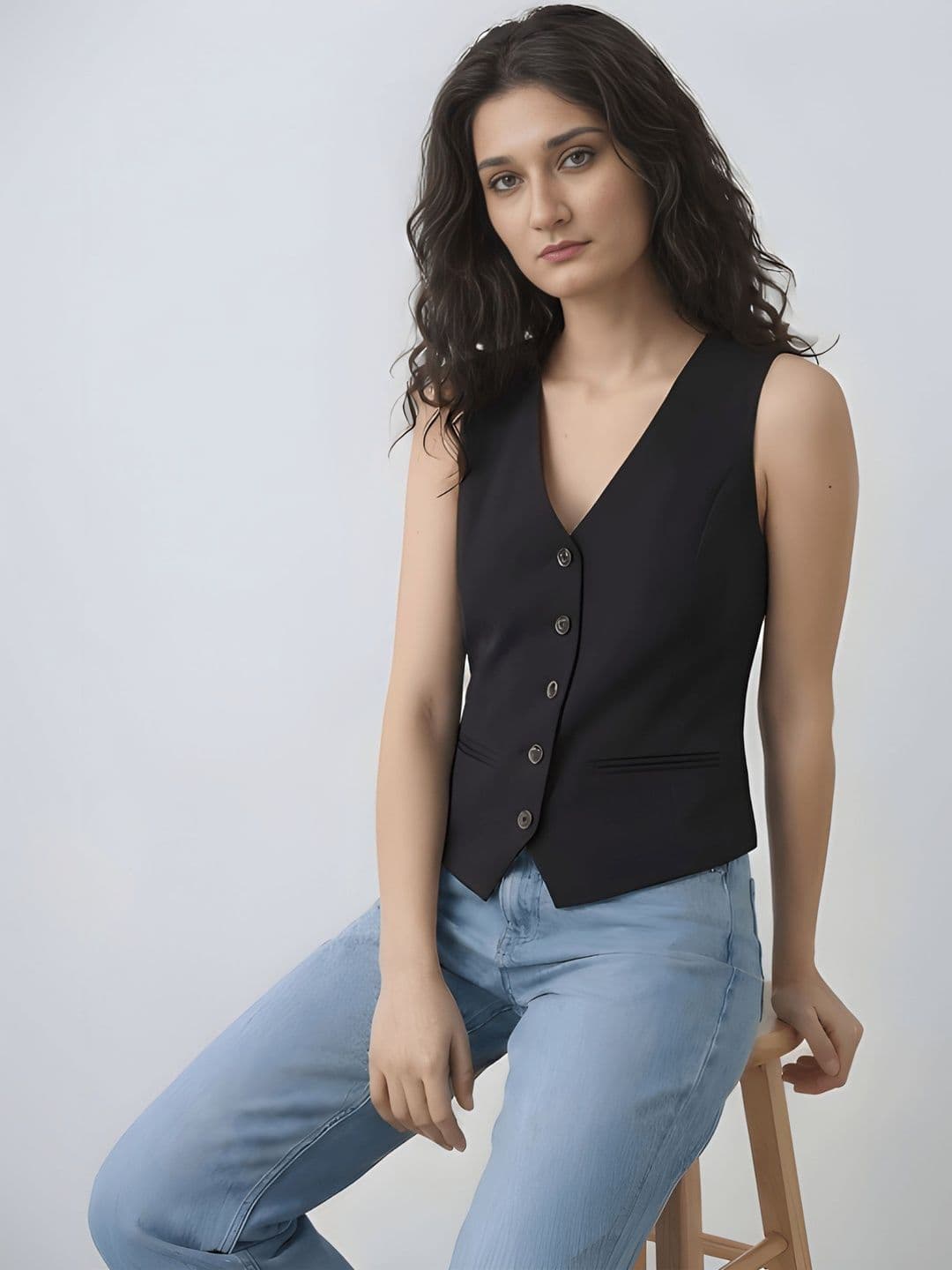 The Roadster Lifestyle Co V-Neck Sleeveless Slim Fit Waistcoat - view 1