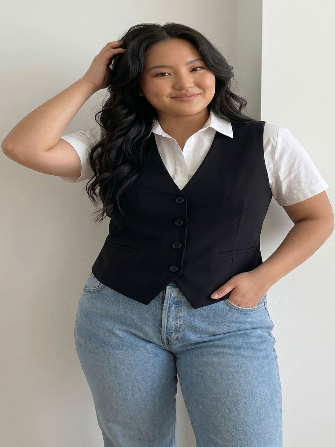 THE FASHION HUB V-Neck Woven Formal Waistcoat - view 1