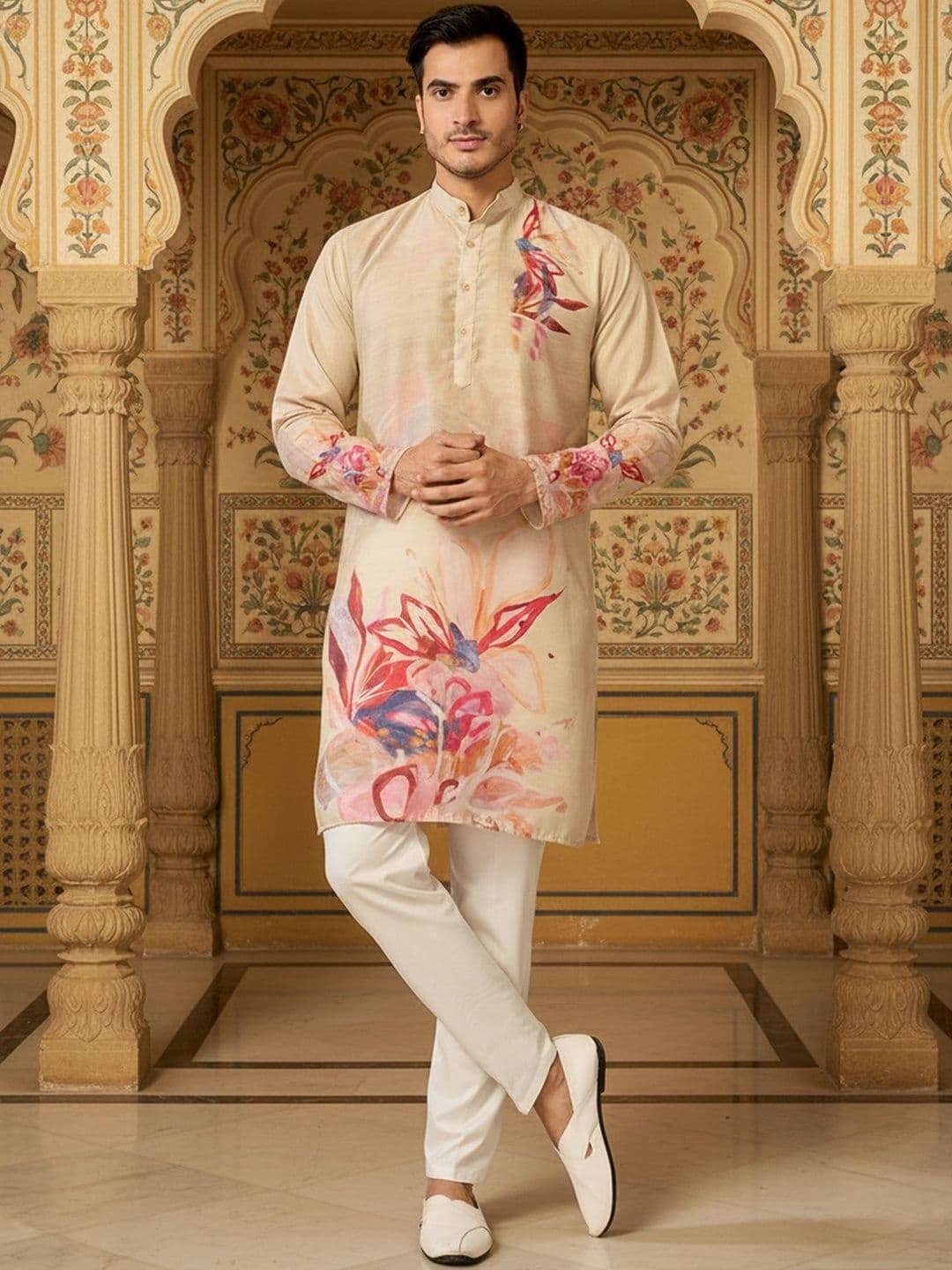 RANGRAAG Men Floral Printed Floral Kurta - view 1