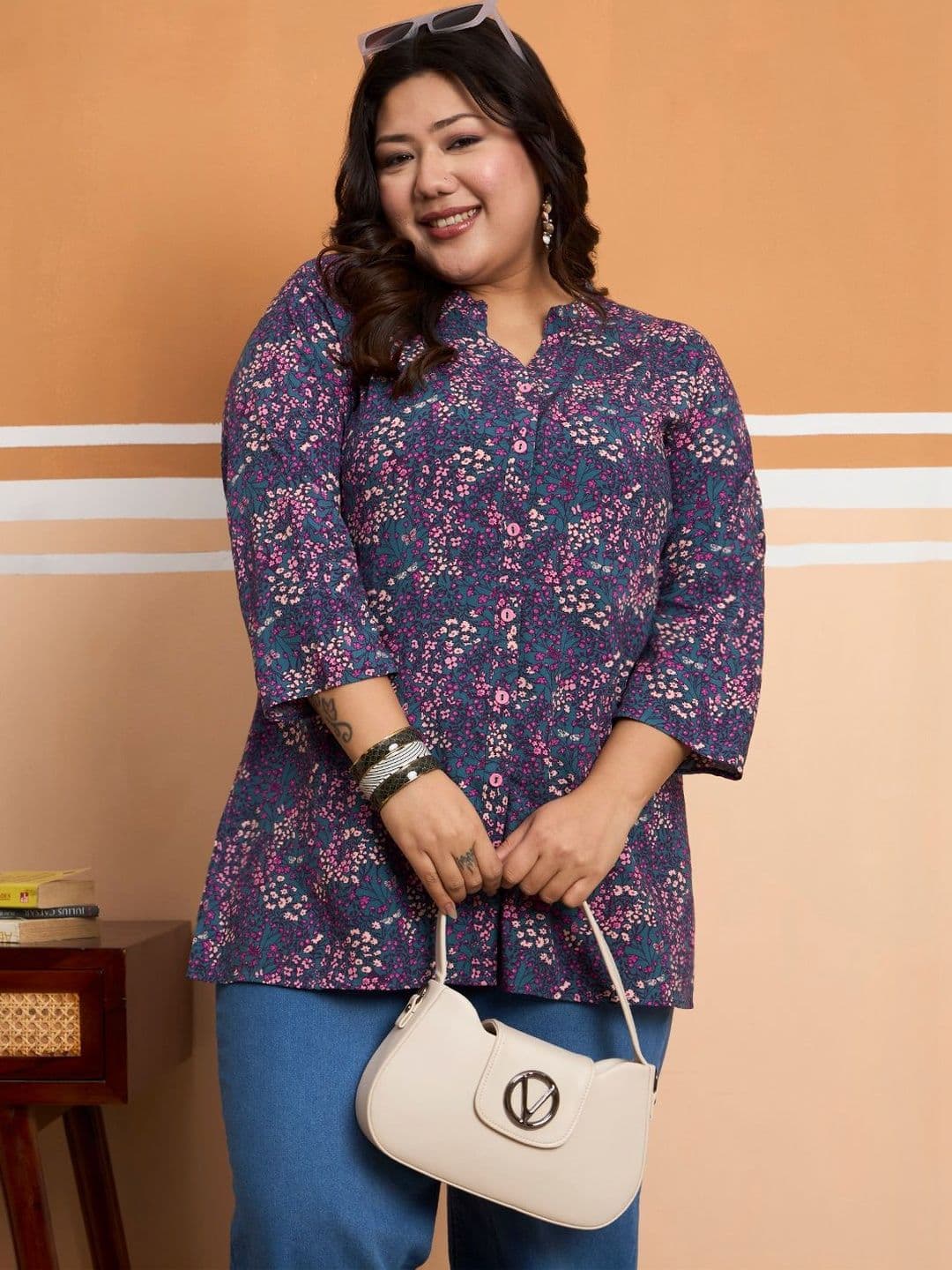 Tissu Floral Printed Kurti - view 1