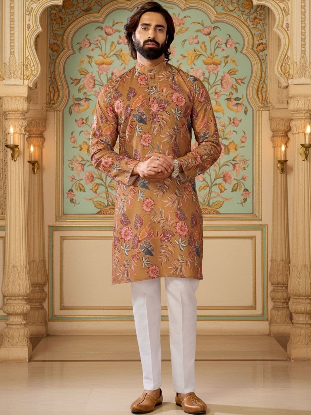 RANGRAAG Men Floral Printed Floral Kurta - view 1