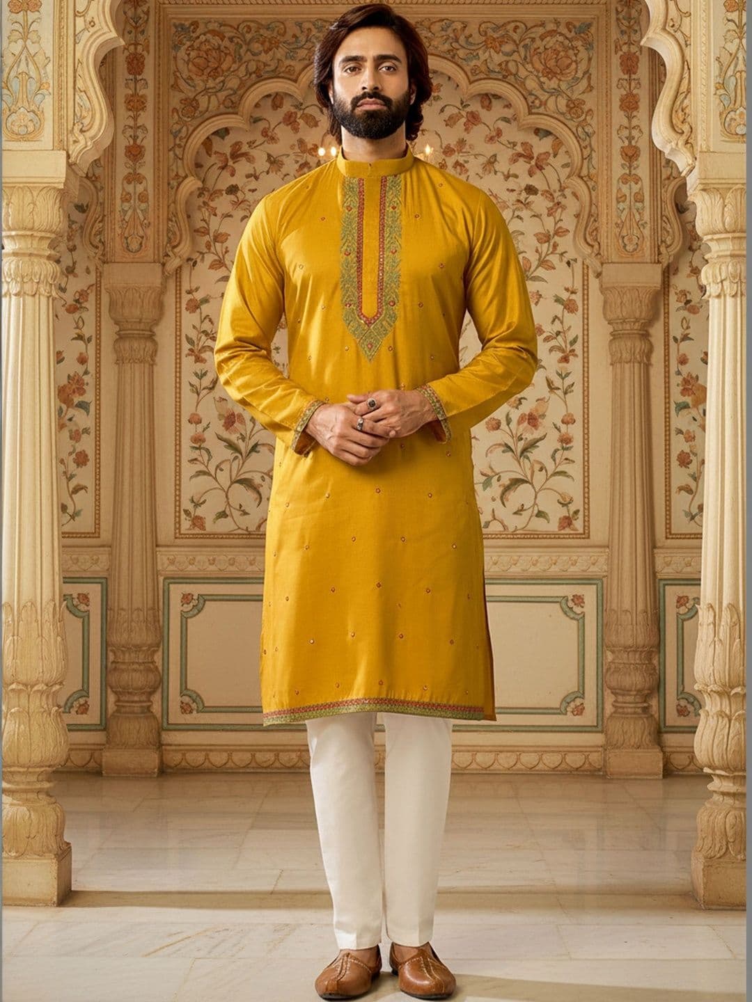 RANGRAAG Men Embroidered Thread Work Kurta - view 1