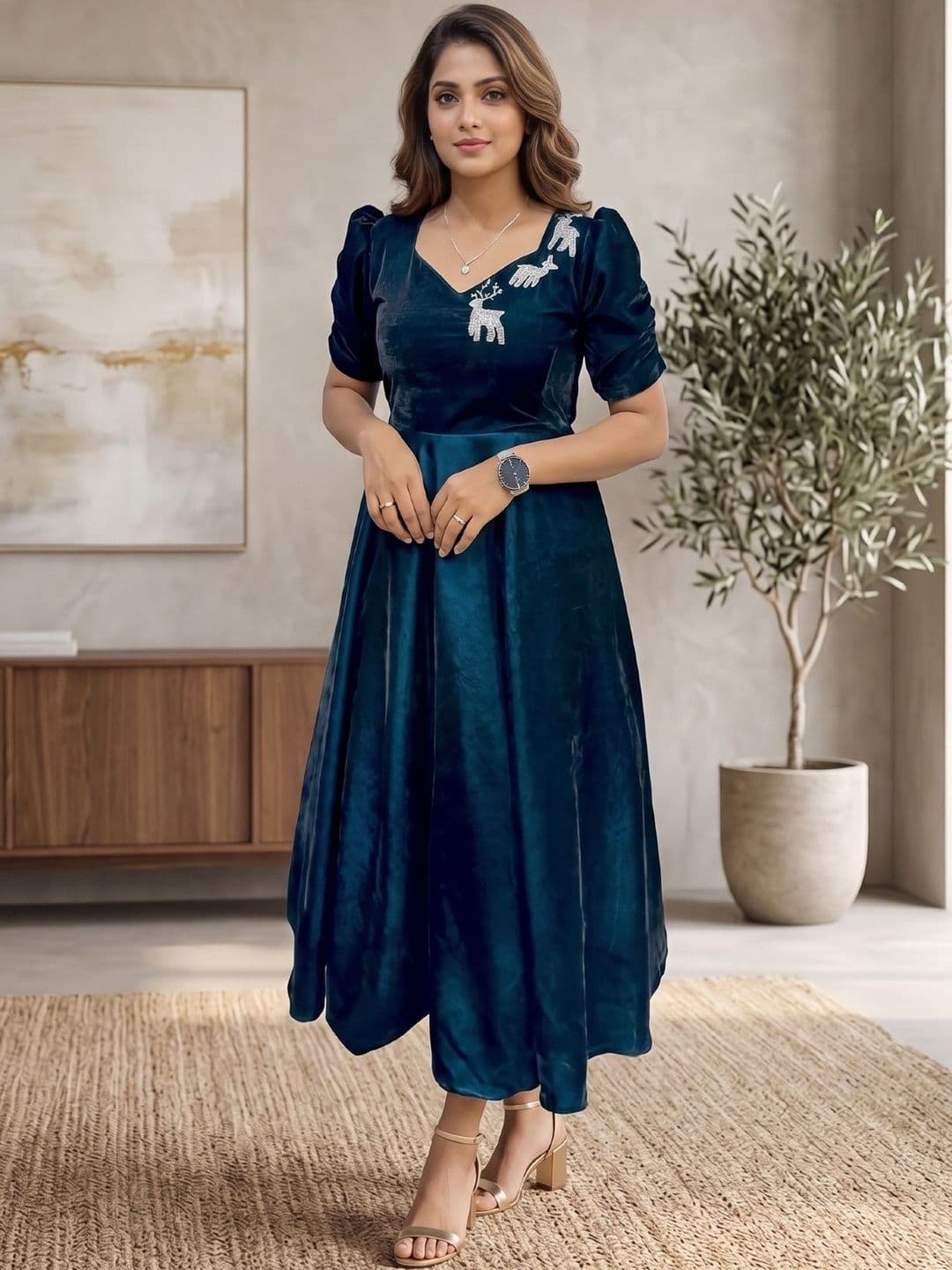 Aditis couture A-Line Sweetheart Neck Midi Dress - view 1