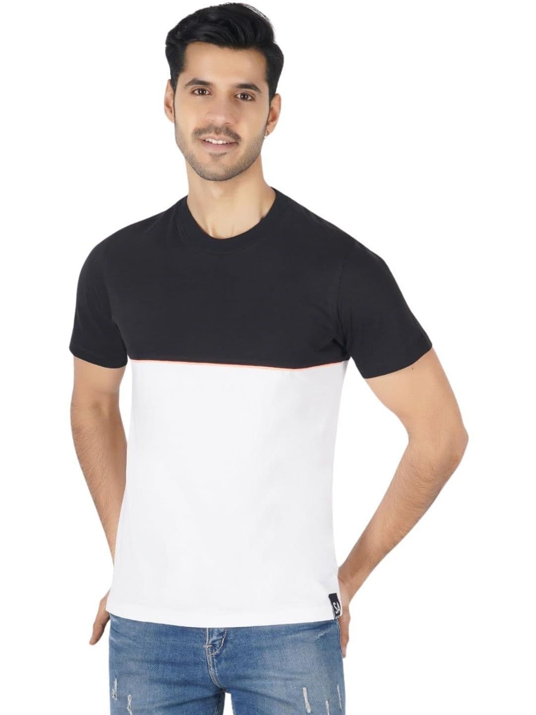SINCE AGES Men Colourblocked Slim Fit T-shirt - view 1