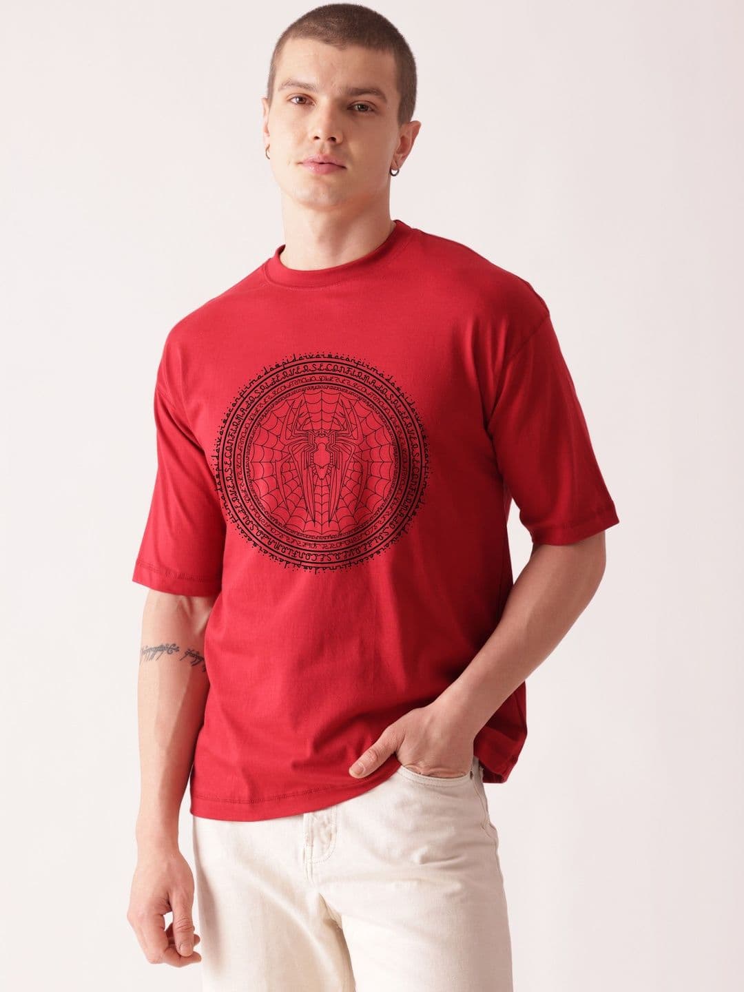 STARTON Unisex Graphic Printed Round Neck Drop-Shoulder Sleeves Cotton Oversized T-shirt - view 1