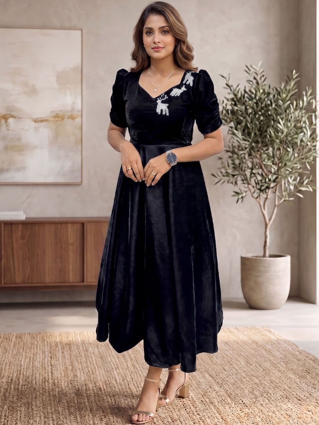 Aditis couture A-Line Sweetheart Neck Midi Dress - view 1