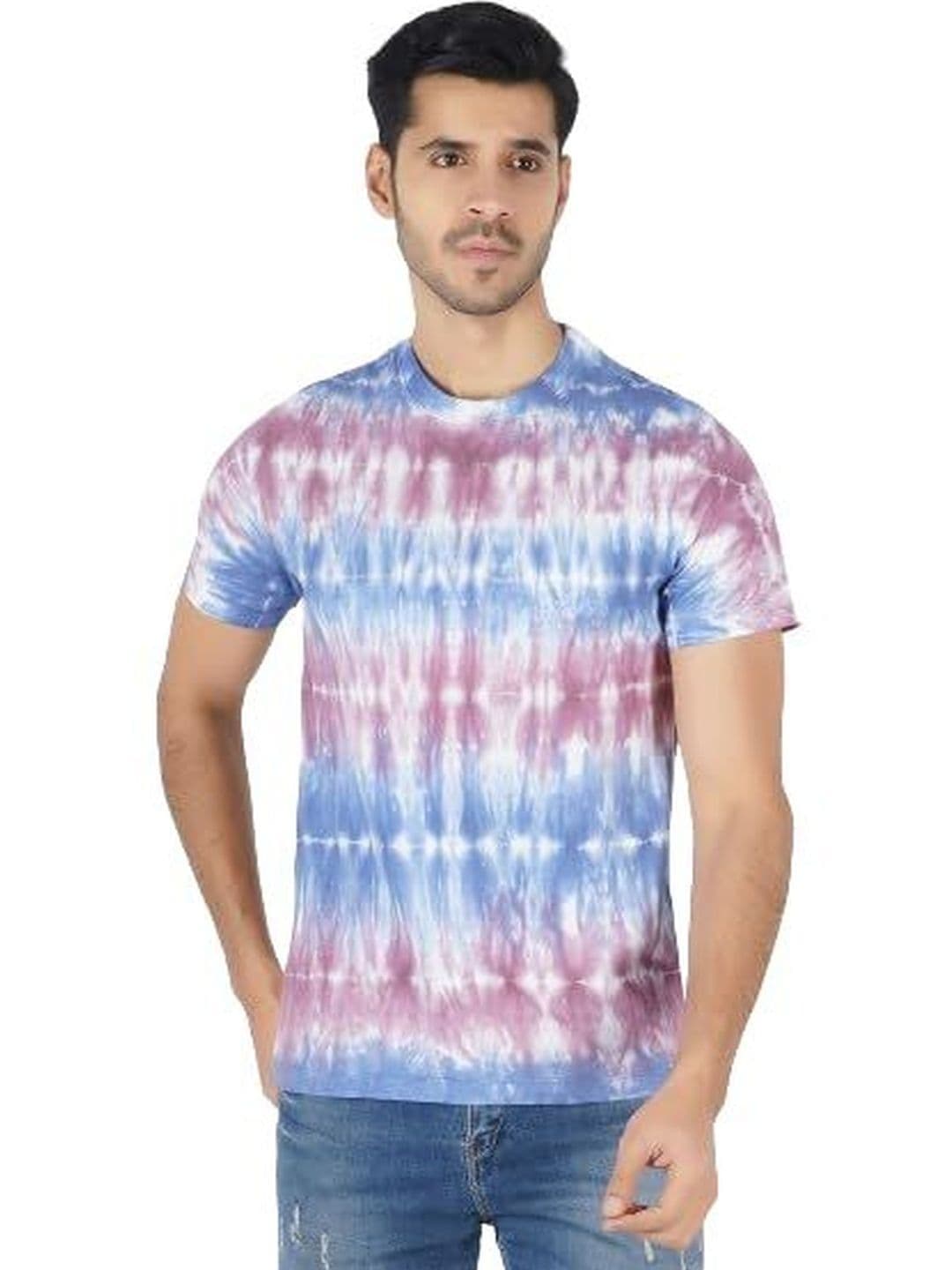 SINCE AGES Men Tie and Dye Dyed Slim Fit T-shirt - view 1