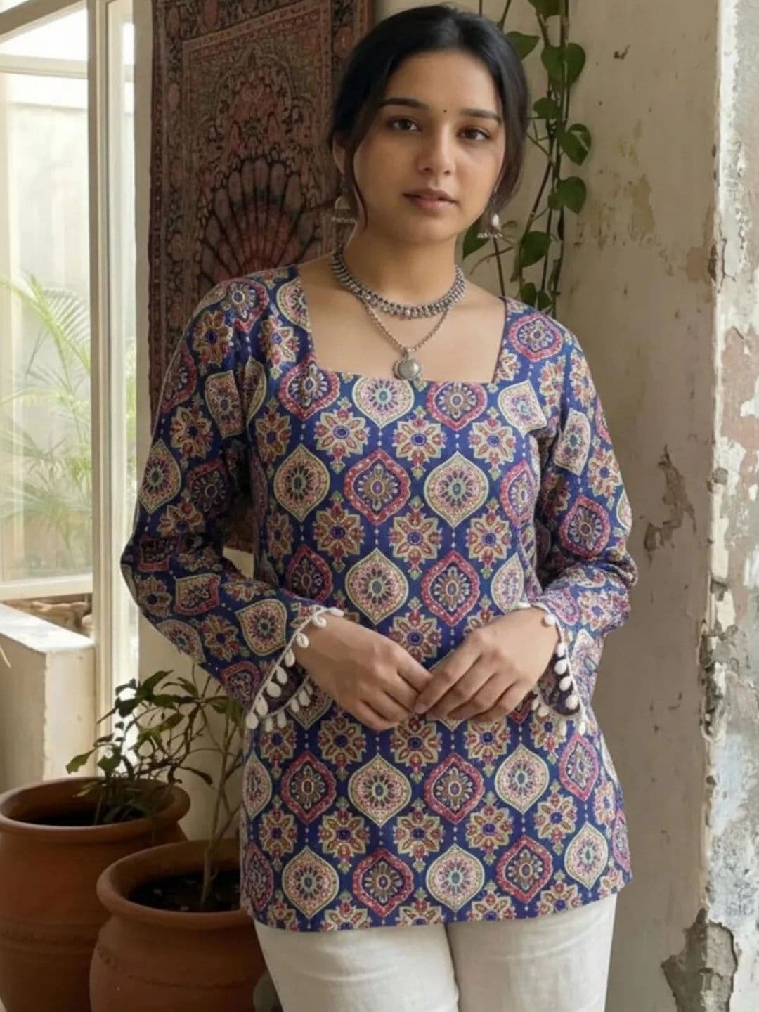 NEW RJP CRAFT Ethnic Motifs Printed Square Neck Kurti - view 1