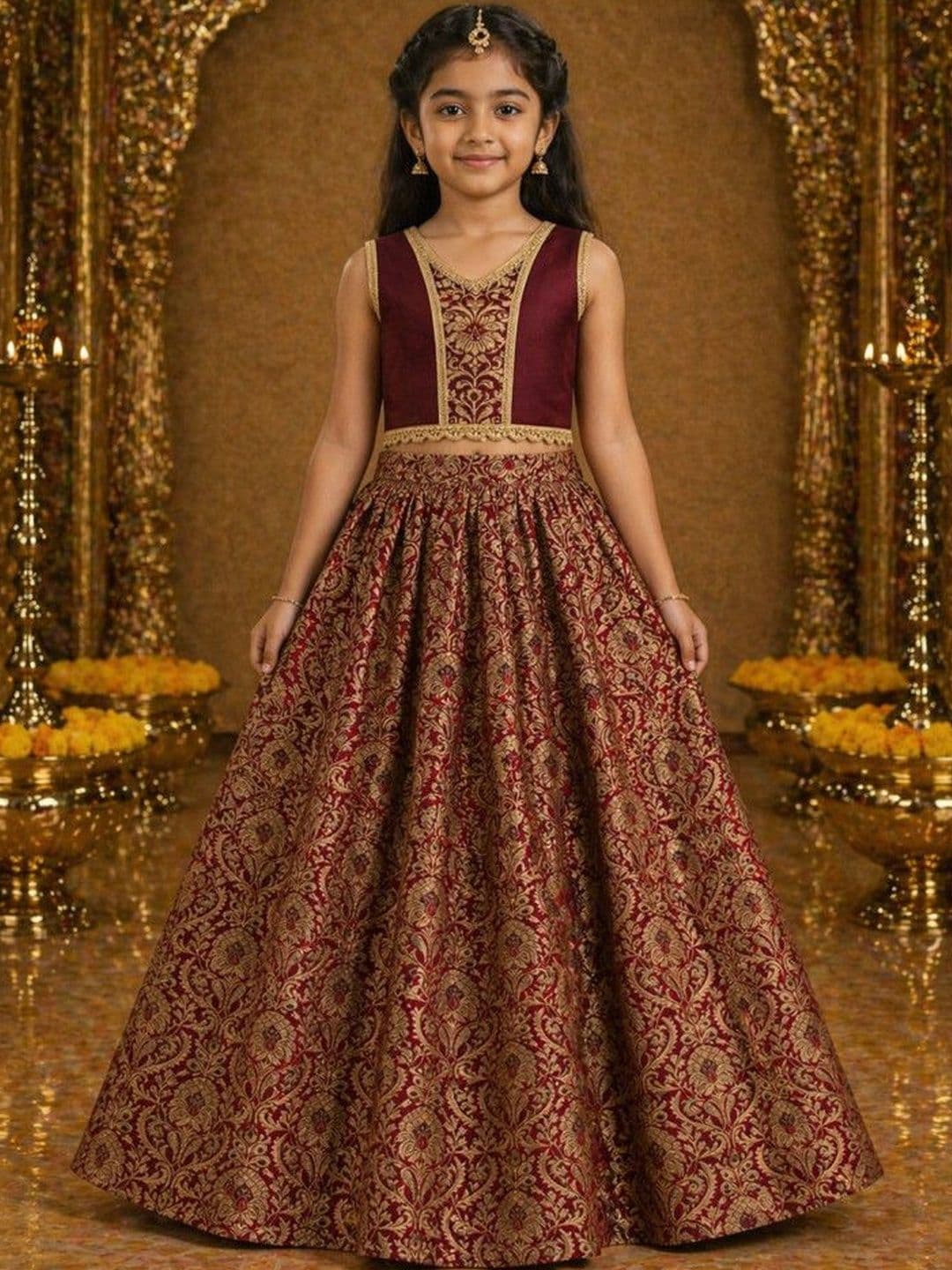 Ethzy Girls Embellished Ready to Wear Lehenga & - view 1