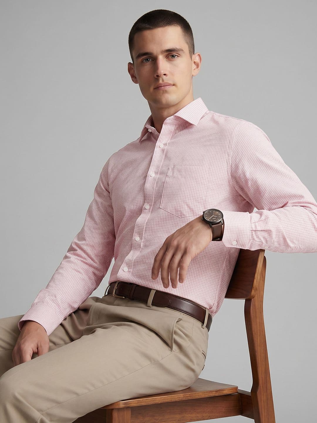 Van Heusen Micro Checked Pure Cotton Formal Shirt - view 1