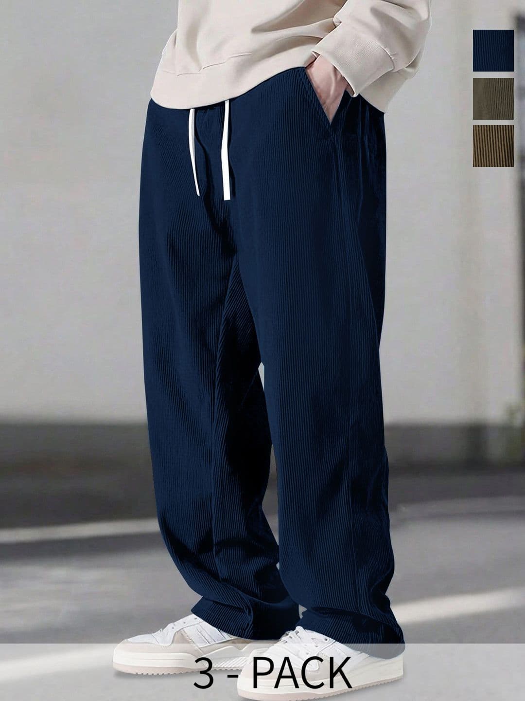 SZN Men Pack Of 3 Regular Fit Solid Comfort Trousers - view 1