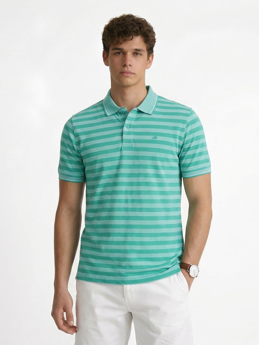 Peter England Striped Polo Collar T-shirt - view 1