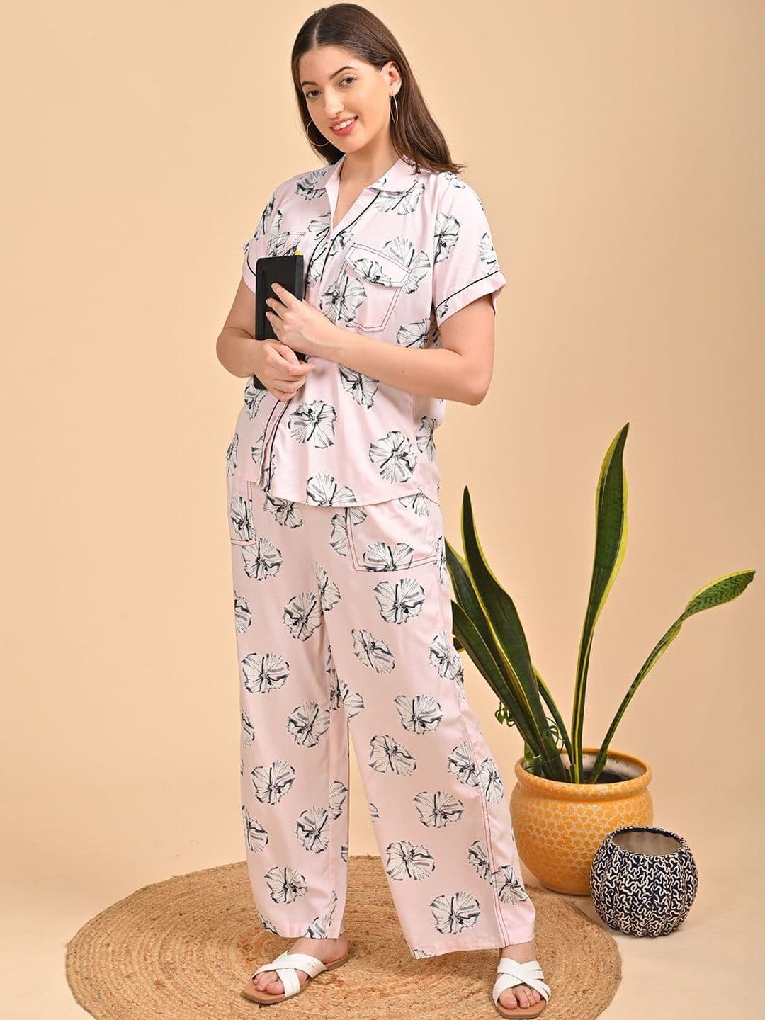 Minelli Floral Printed Shirt with Palazzos - view 1