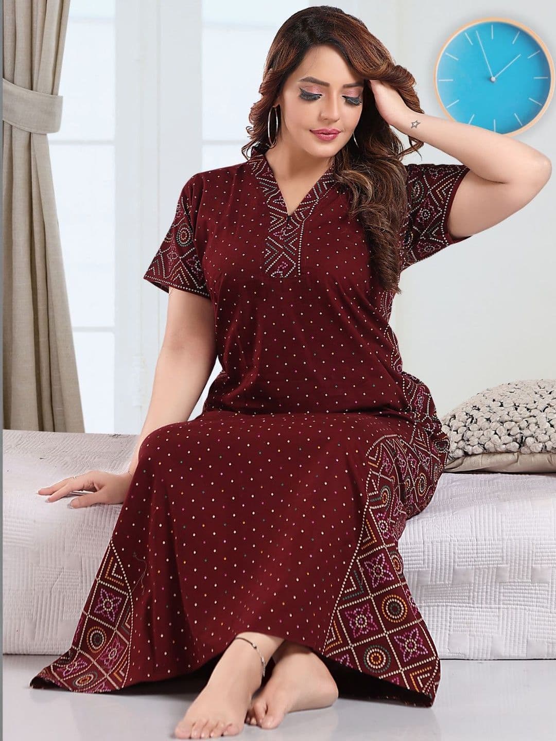TRUNDZ Printed Maxi Nightdress - view 1