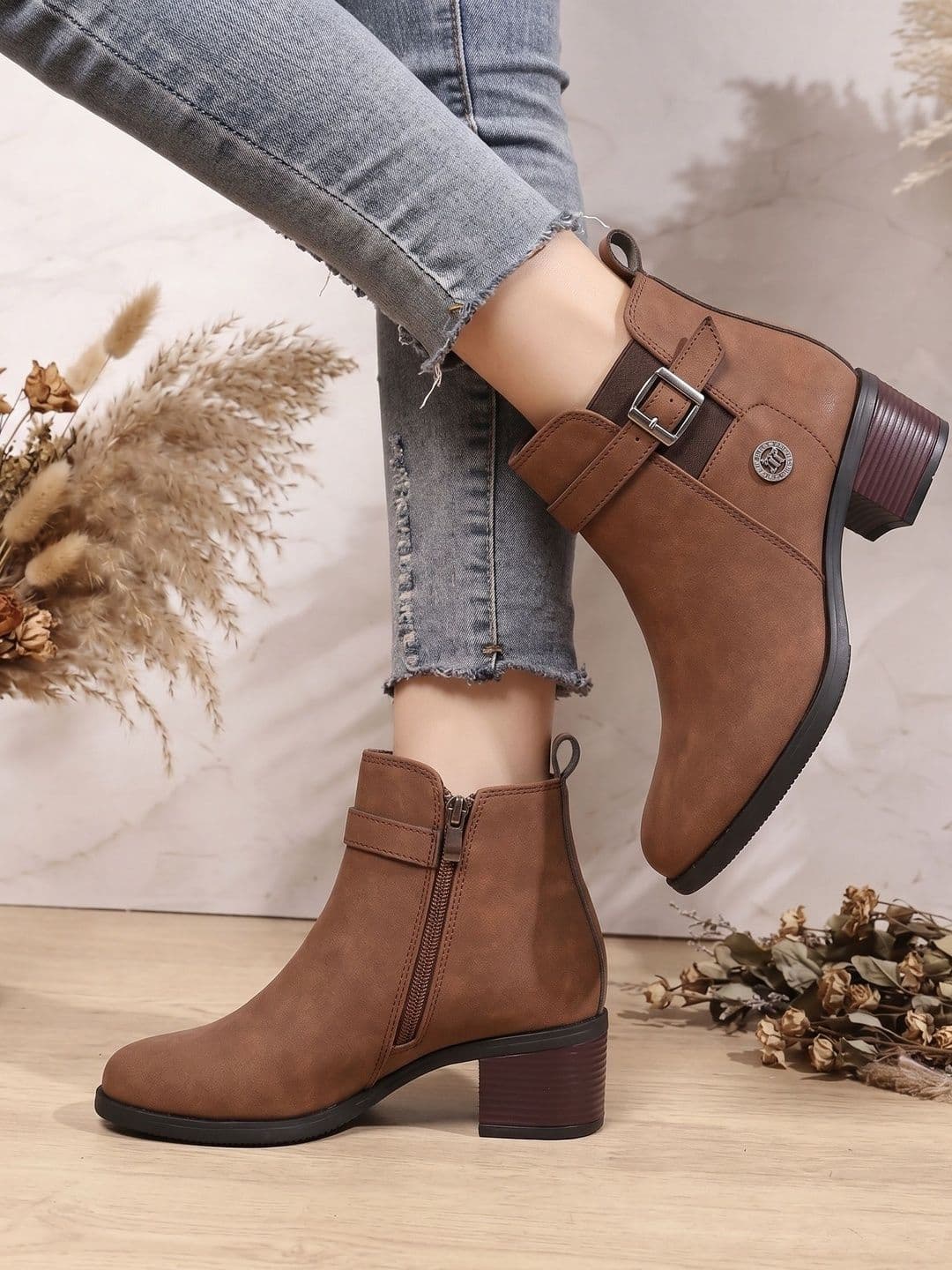 The Roadster Lifestyle Co Women Round Toe Zip Chunky Boots - view 1