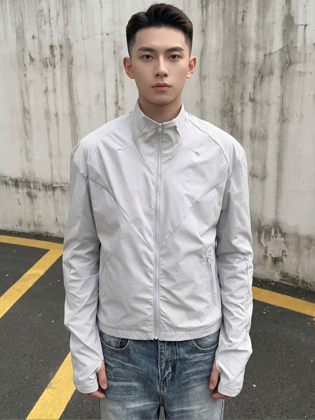 StyleCast x Revolte Men Mock Collar Crop Outdoor Bomber With Patchwork Jacket - view 1