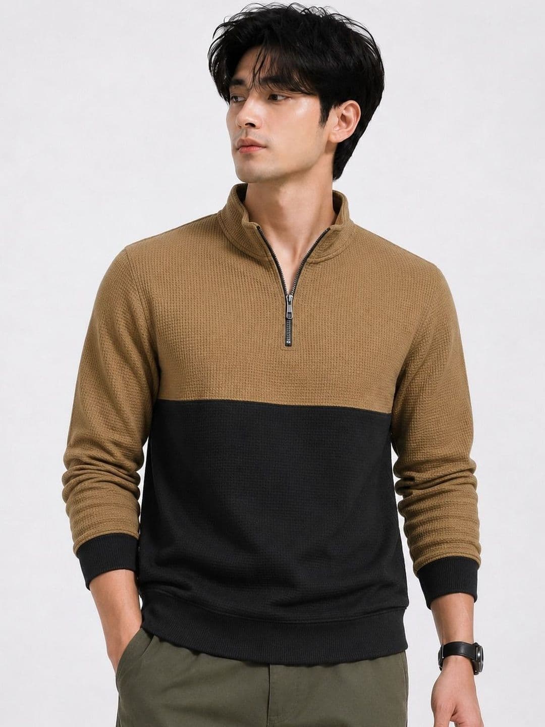 Mobox Men Colourblocked High Neck T-shirt - view 1