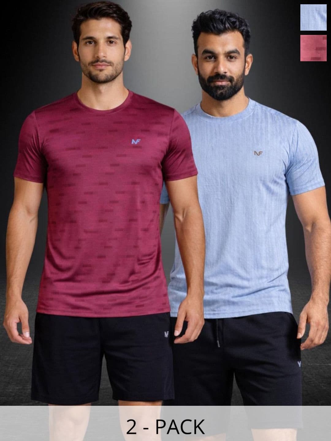 Naofit Men Anti Odour UPF50 Pack of 2 Sports or Gym Slim Fit Tshirts - view 1