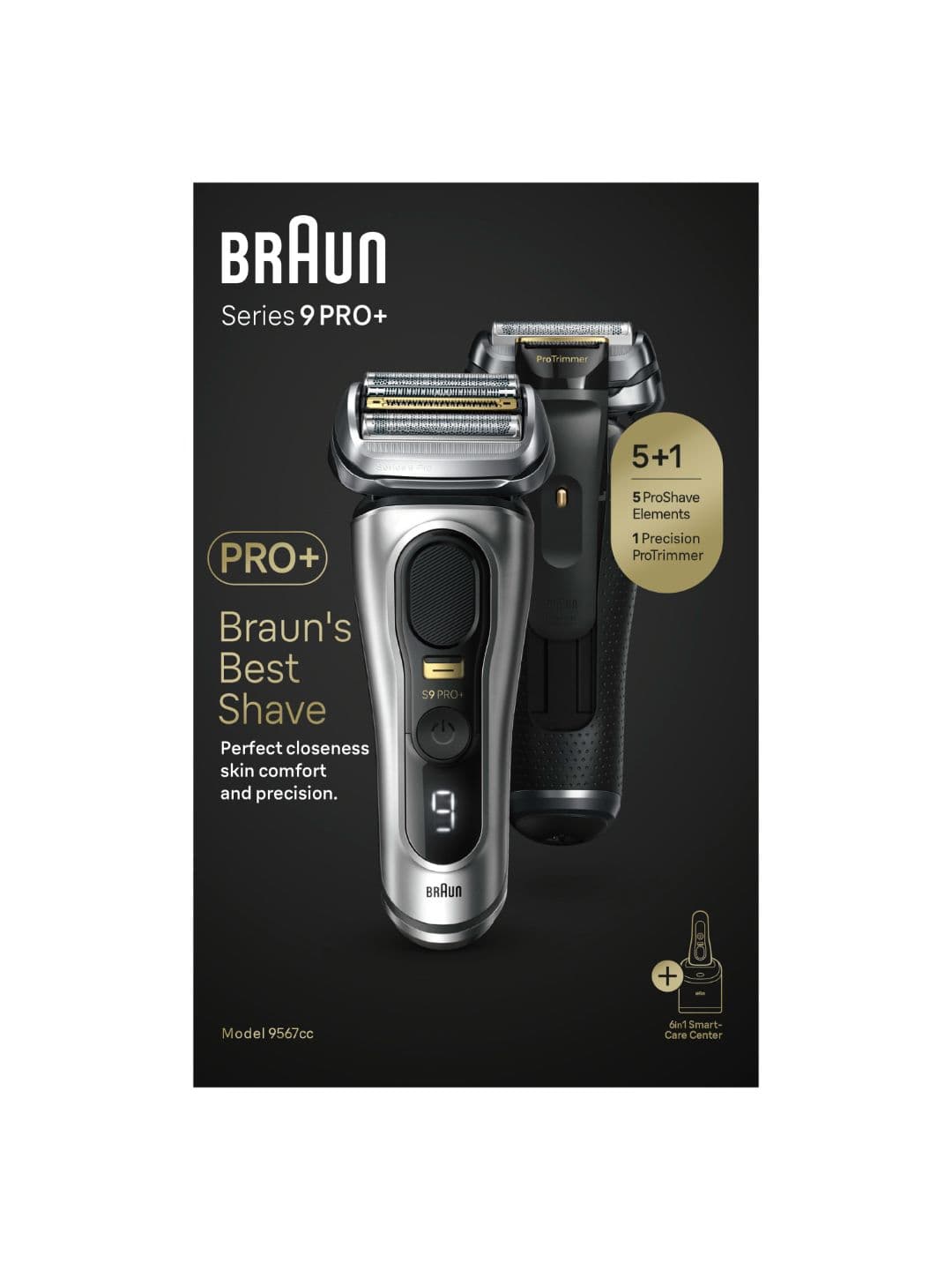 Braun Series 9 Pro 9467CC Wet & Dry Shaver with Leather Travel Case - Silver-Toned - view 1