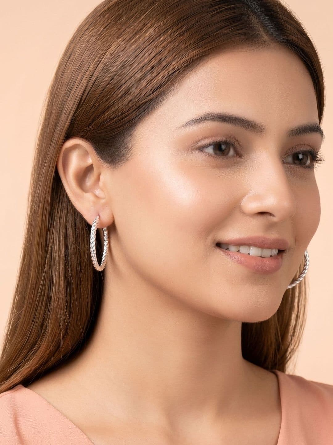 925 SILLER 925 Sterling Silver Round Hoop Bali Earrings - view 1