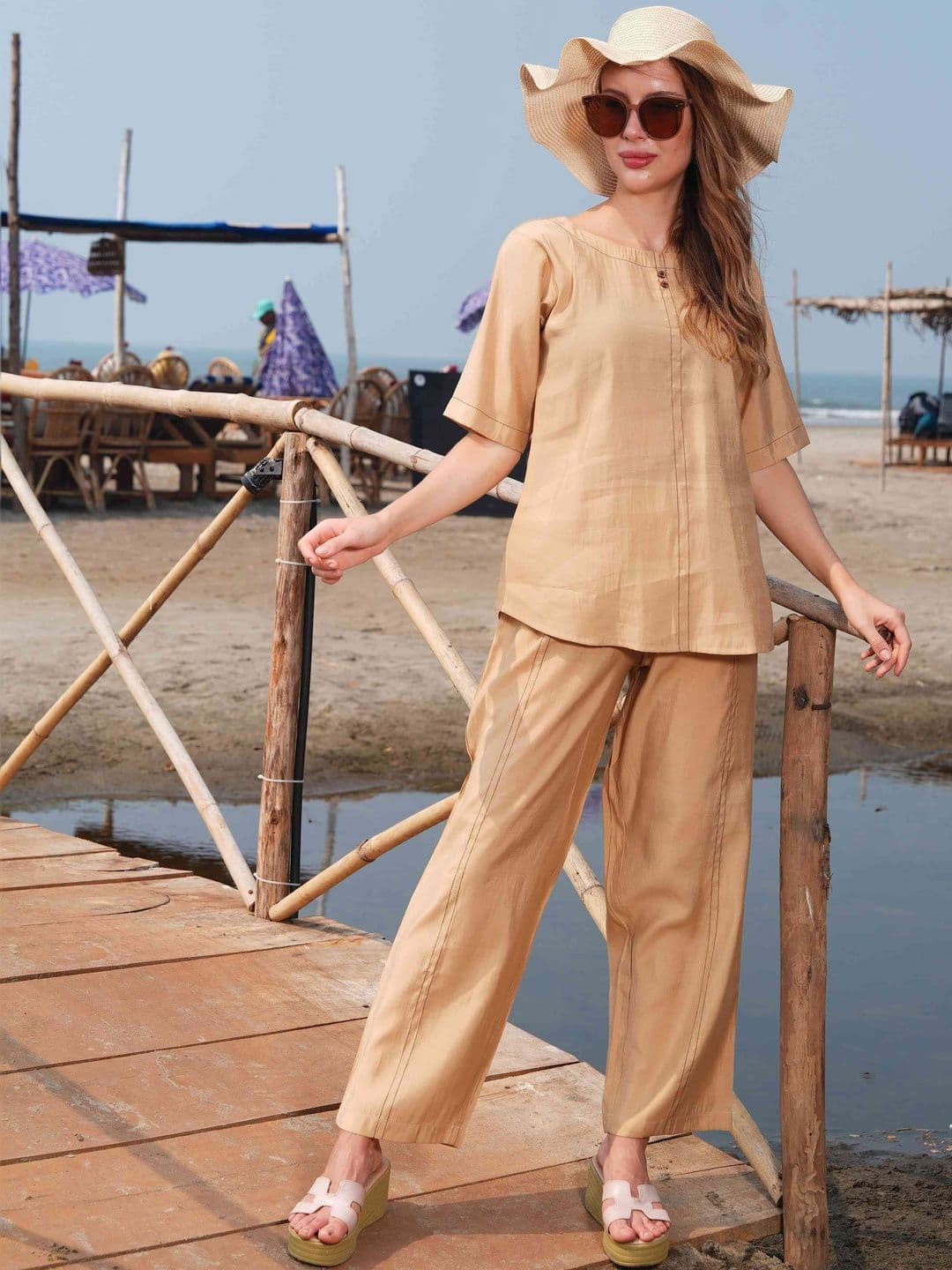 Minelli Solid Tunic with Palazzos - view 1