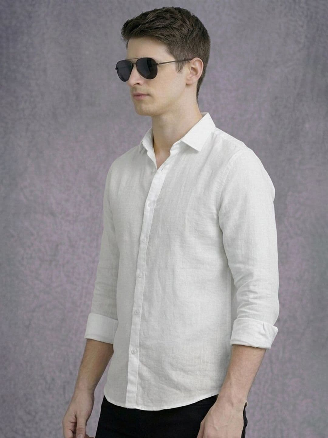 MOHICANS Men Relaxed White Cotton Linen Casual Shirt - view 1