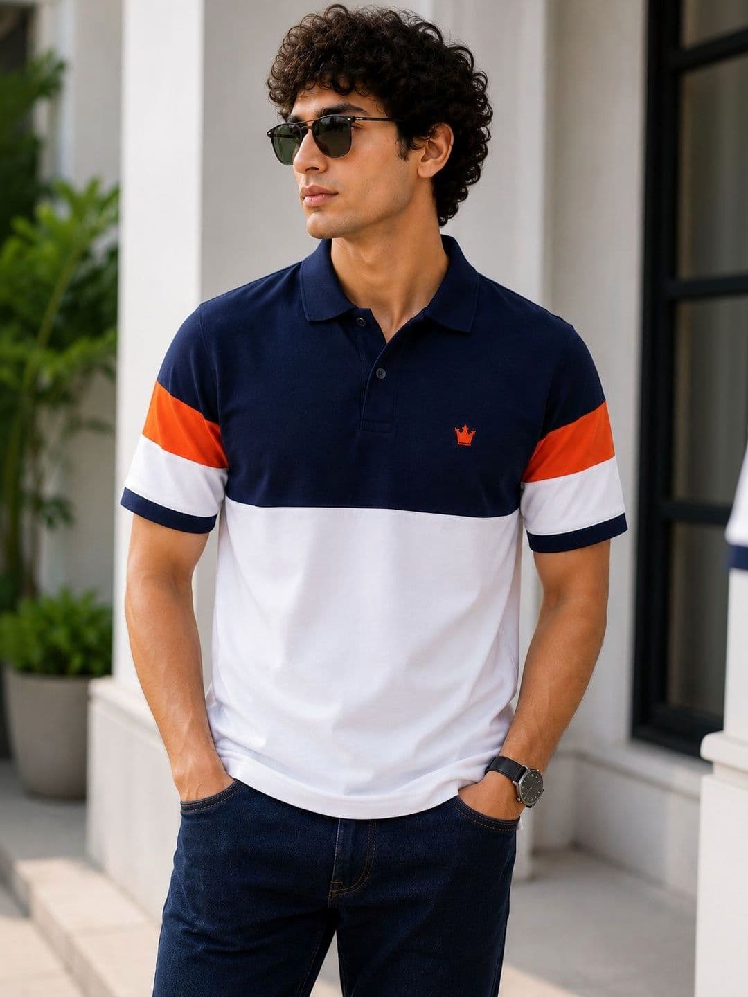 Raves Men Colourblocked Polo Collar Antimicrobial Cut Outs T-shirt - view 1
