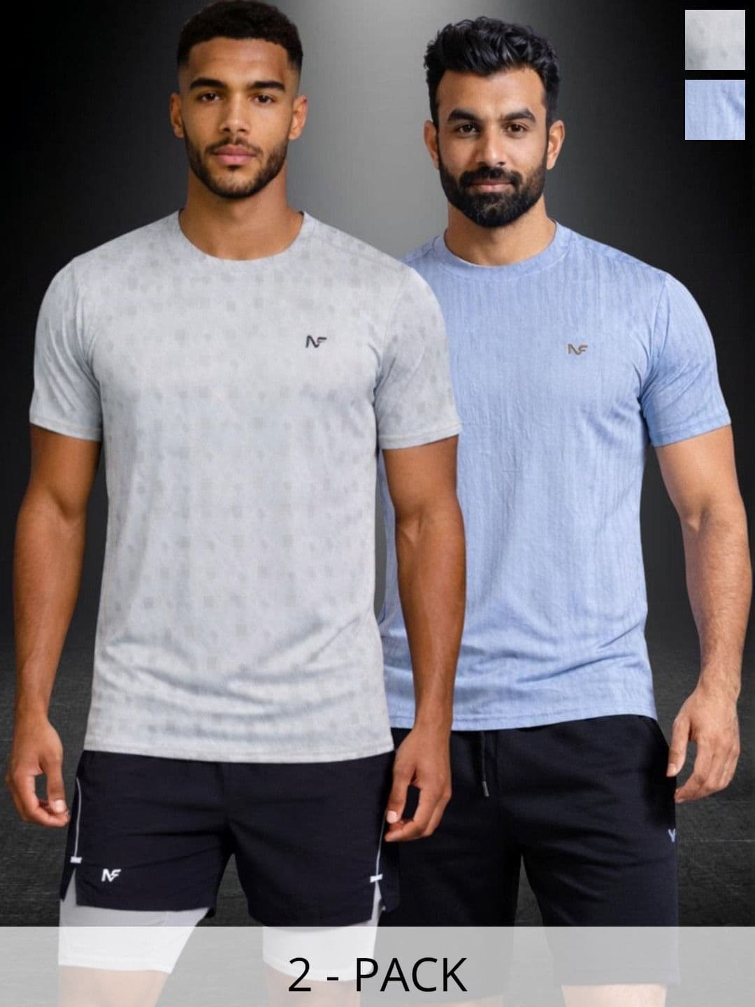 Naofit Men Anti Odour UPF50 Pack of 2 Sports or Gym Slim Fit Tshirts - view 1