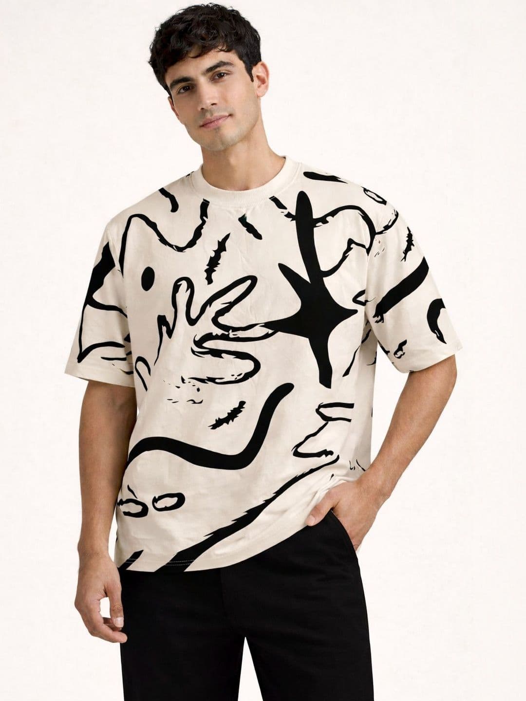 The Roadster Lifestyle Co Men Printed Cotton T-Shirts - view 1