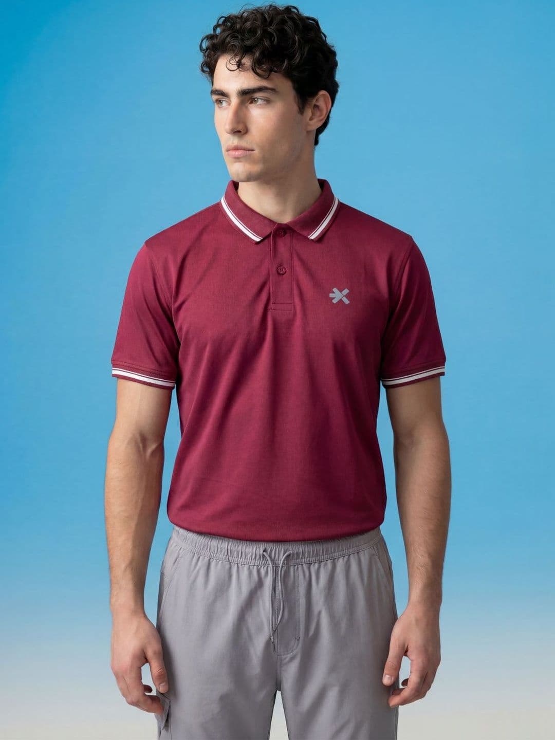 HRX by Hrithik Roshan Men Brand Logo Polo Collar Slim Fit T-shirt - view 1