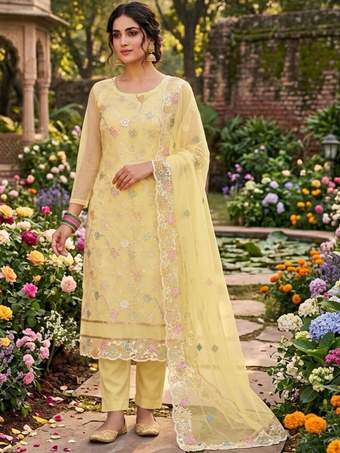 F 13 STUDIO Embroidered Unstitched Dress Material - view 1