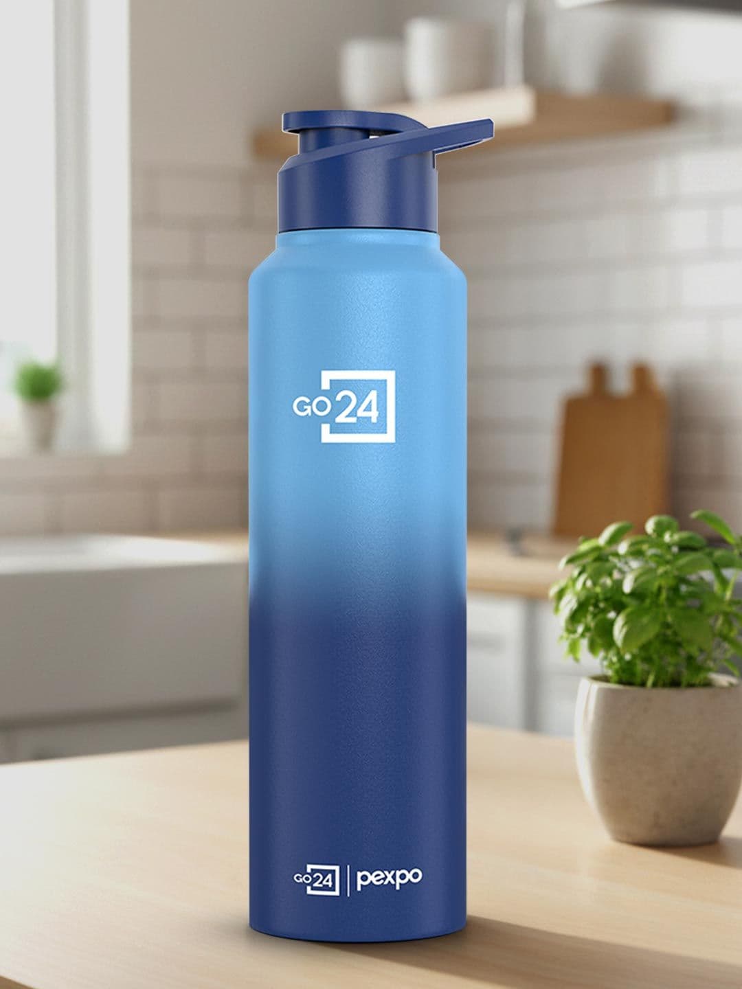 Go24 Craft Stainless Steel Single Wall Fridge Water Bottle & Sipper Cap Blue Ombre 950ml - view 1