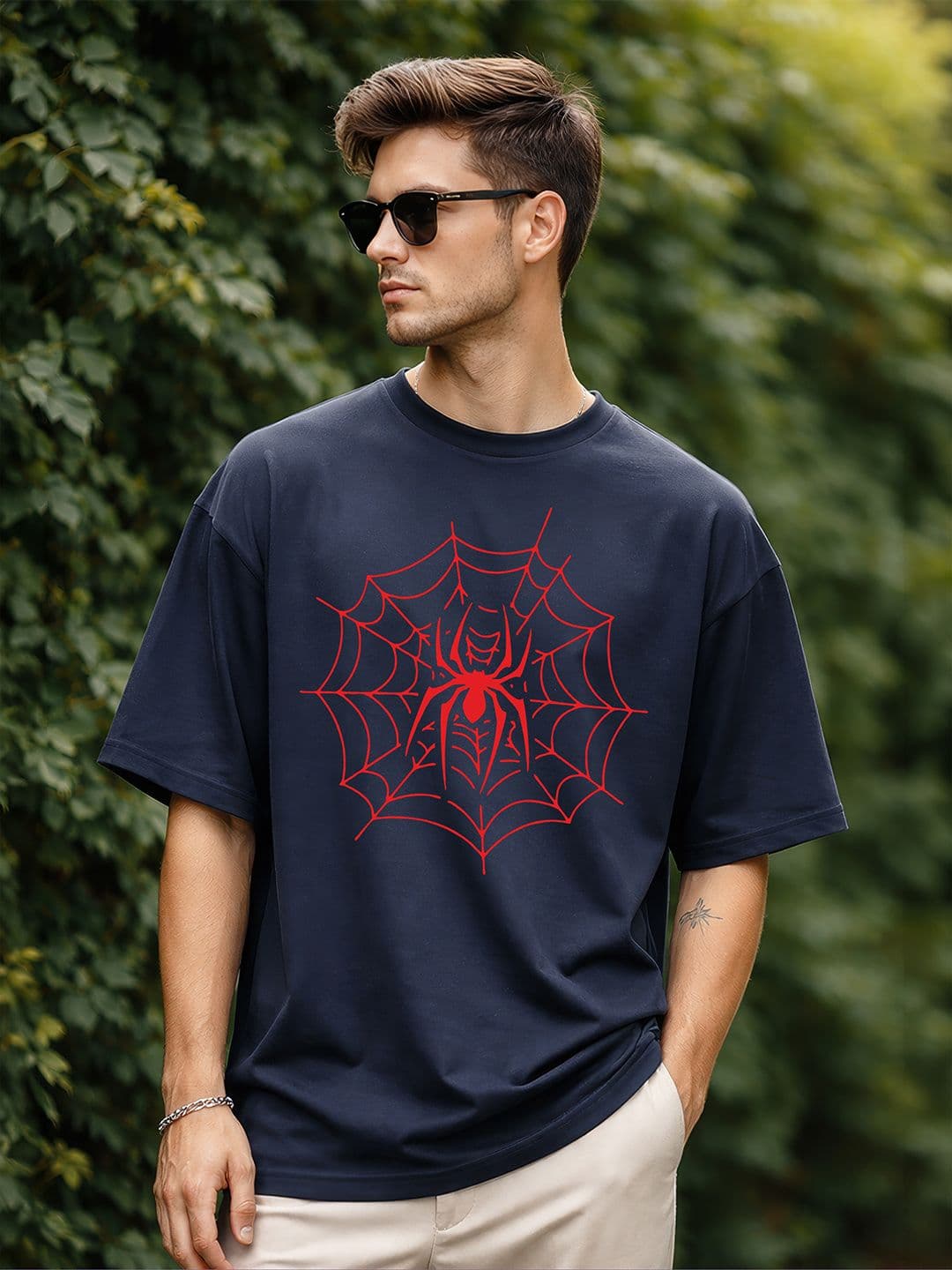BENNY BROOKS Men Navy Round Neck Half Sleeve Oversized Tshirt - view 1