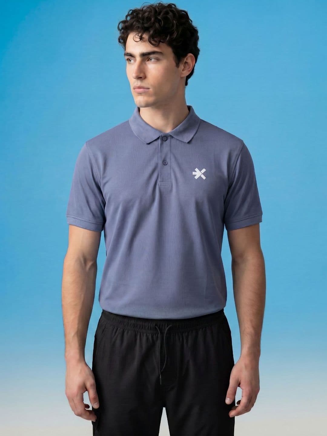 HRX by Hrithik Roshan Men Brand Logo Printed Polo Collar Slim Fit T-shirt - view 1