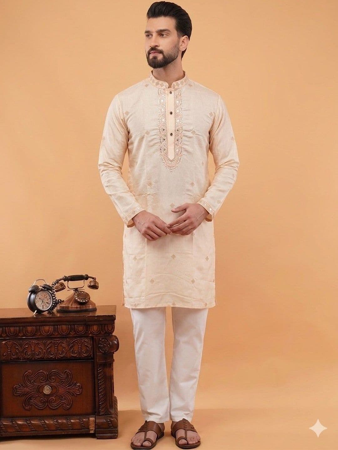 Anouk Men Embellished Mirror Work Kurta - view 1