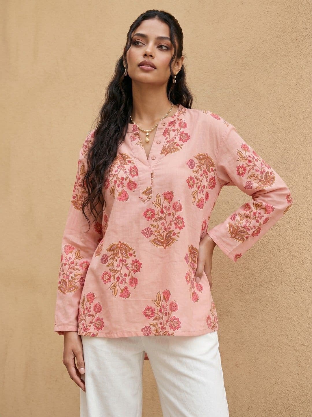 fusion by glitchez Floral Printed Pure Cotton Kurti - view 1