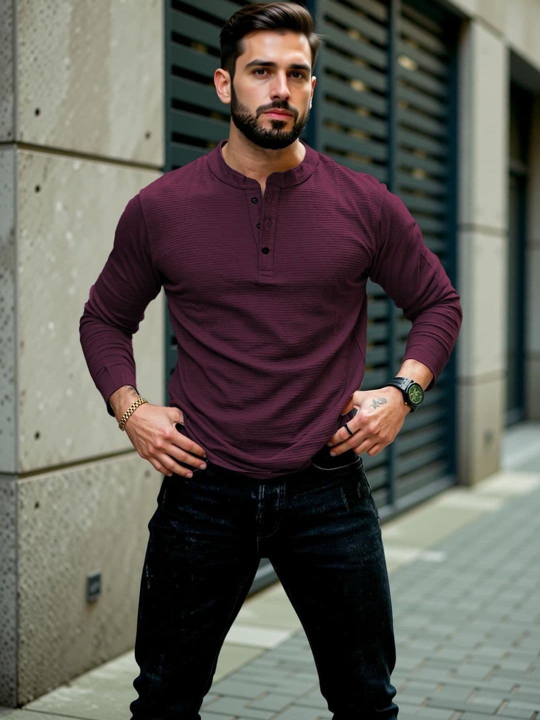 HOODLER Men Henley Neck T-shirt - view 1