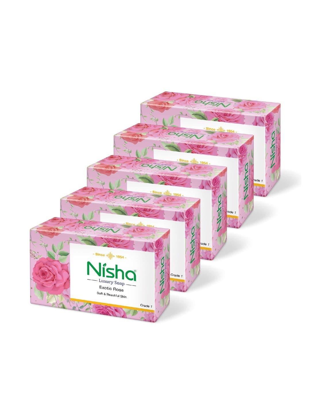 Nisha Set Of 5 Luxury Soap Bar With Exotic Rose - 100 g Each - view 1
