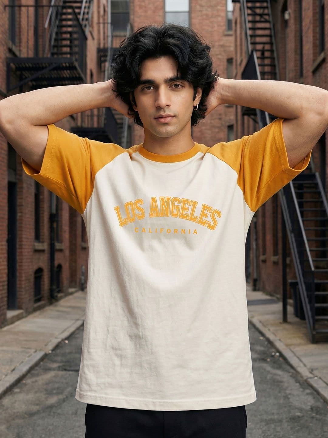 TOM MILTON Men White Round Neck Reclon Half Sleeve Oversize Tshirt - view 1