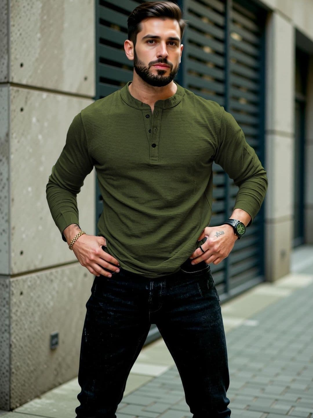 HOODLER Men Henley Neck T-shirt - view 1