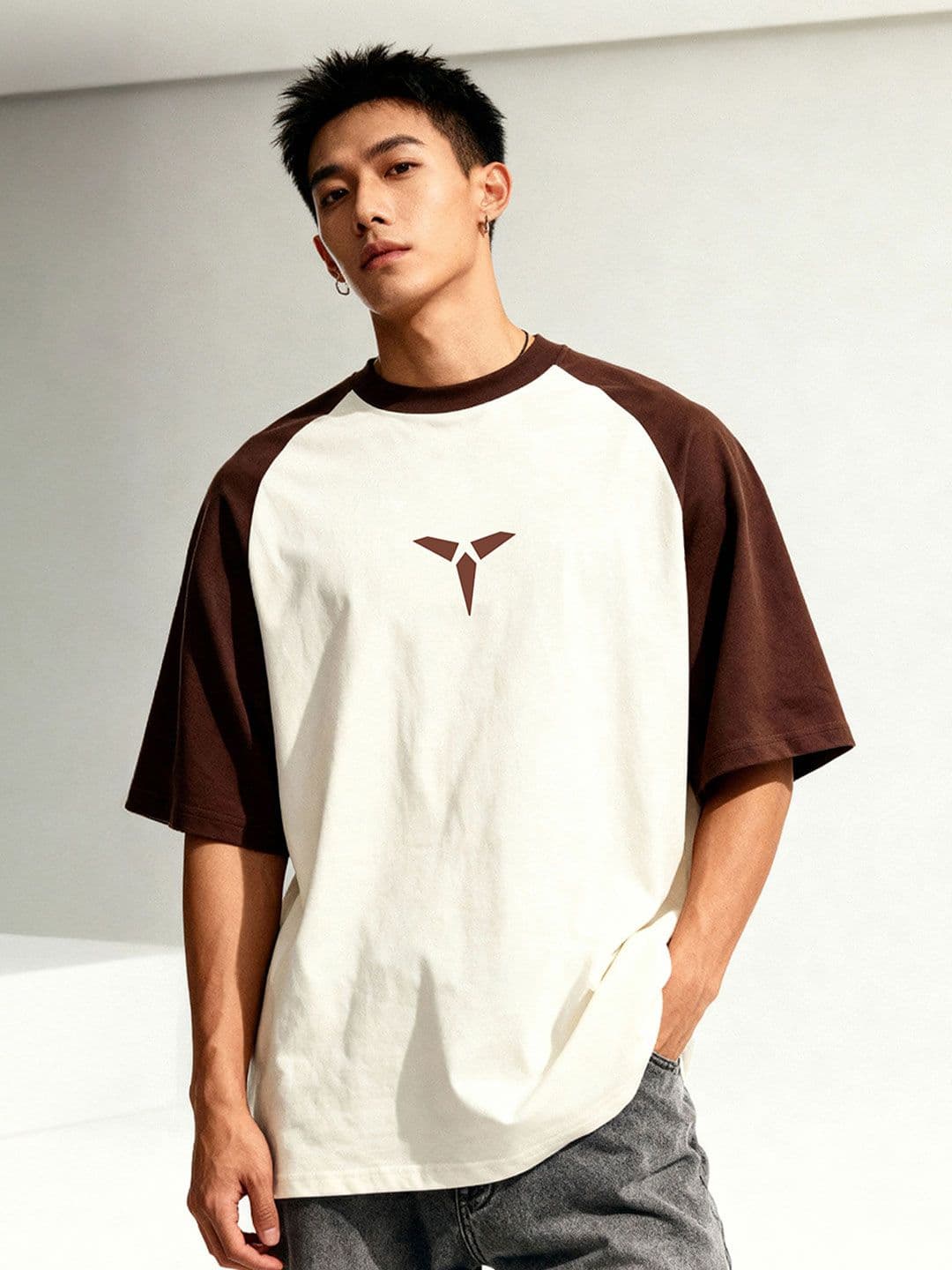 TOM MILTON Men Off White Raglan Sleeve Round Neck T-Shirt - view 1