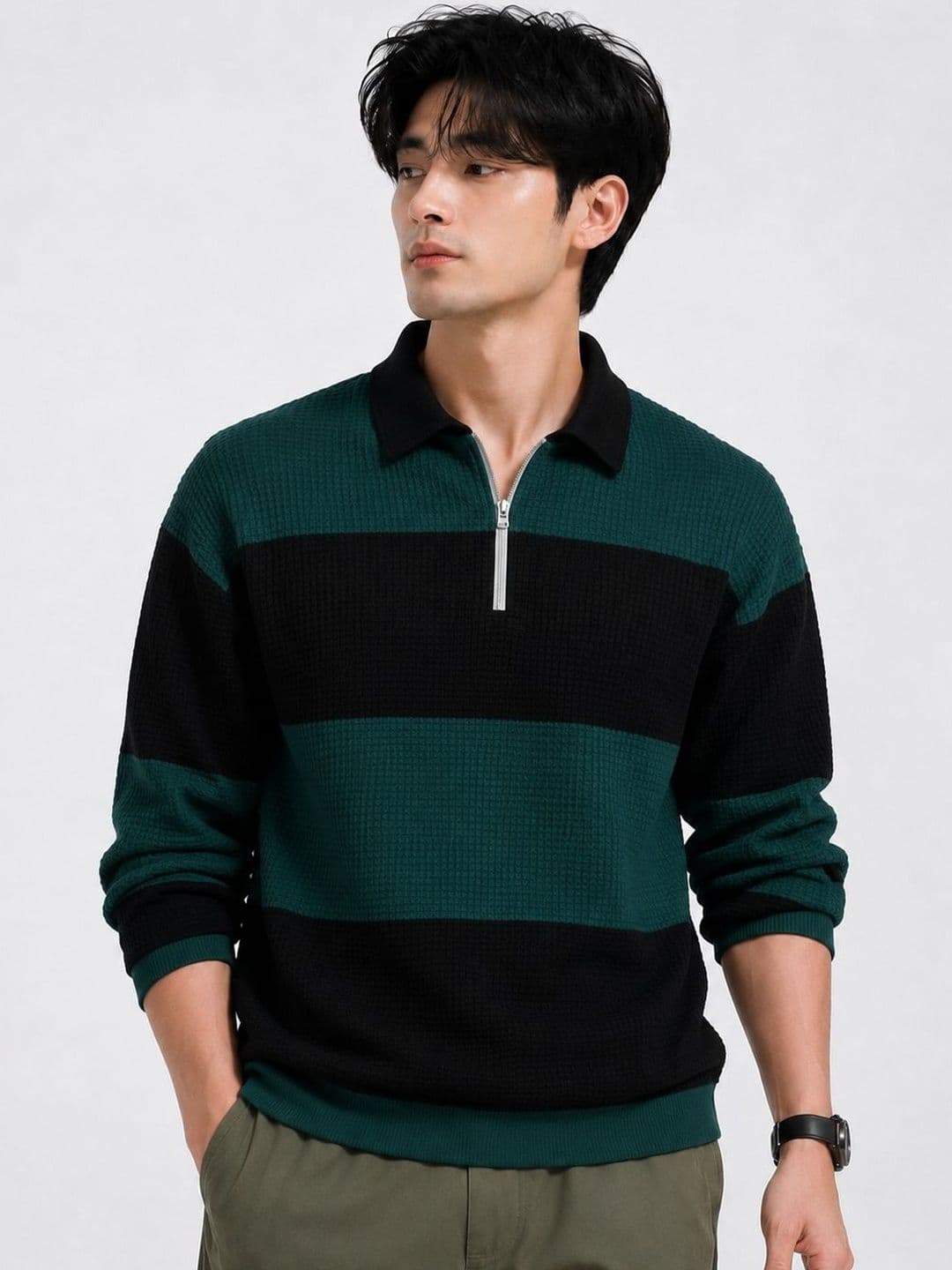 Try This Men Colourblocked Polo Collar T-shirt - view 1