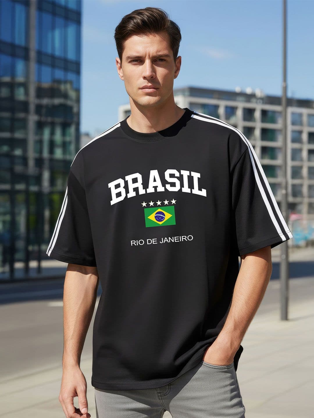 TOM MILTON Man Black Round Neck Half Sleeve Oversized Net Folding Tshirt - view 1